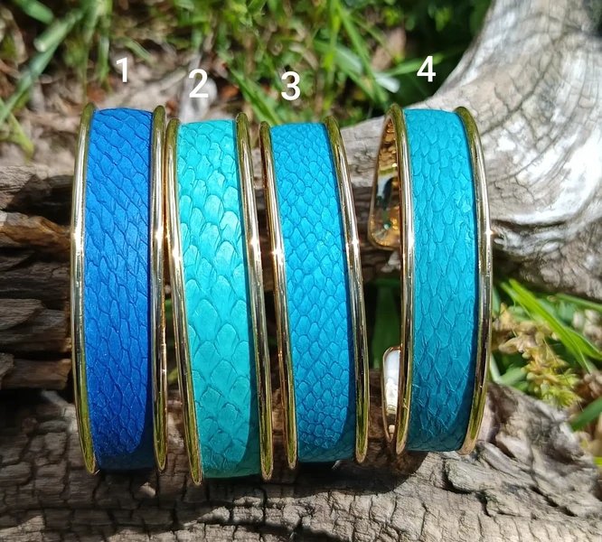 Bracelet laiton en cuir de poisson 